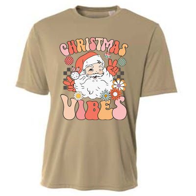 Vintage Groovy Santa Claus Christmas Vibes Cooling Performance Crew T-Shirt