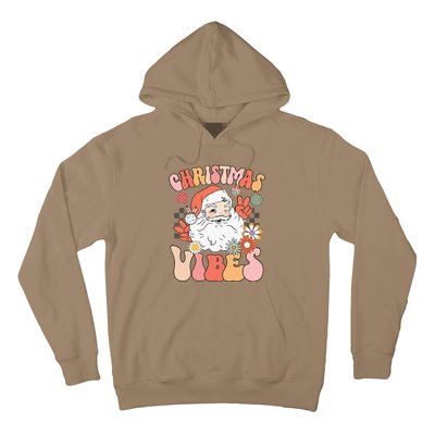 Vintage Groovy Santa Claus Christmas Vibes Hoodie