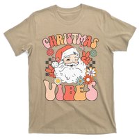 Vintage Groovy Santa Claus Christmas Vibes T-Shirt