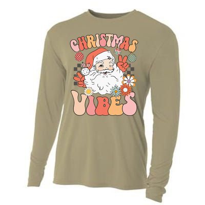 Vintage Groovy Santa Claus Christmas Vibes Cooling Performance Long Sleeve Crew