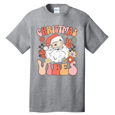 Vintage Groovy Santa Claus Christmas Vibes Tall T-Shirt