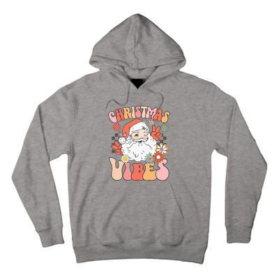 Vintage Groovy Santa Claus Christmas Vibes Tall Hoodie