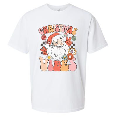 Vintage Groovy Santa Claus Christmas Vibes Sueded Cloud Jersey T-Shirt