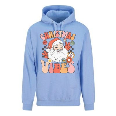 Vintage Groovy Santa Claus Christmas Vibes Unisex Surf Hoodie