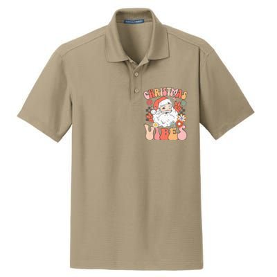 Vintage Groovy Santa Claus Christmas Vibes Dry Zone Grid Polo