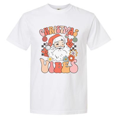 Vintage Groovy Santa Claus Christmas Vibes Garment-Dyed Heavyweight T-Shirt