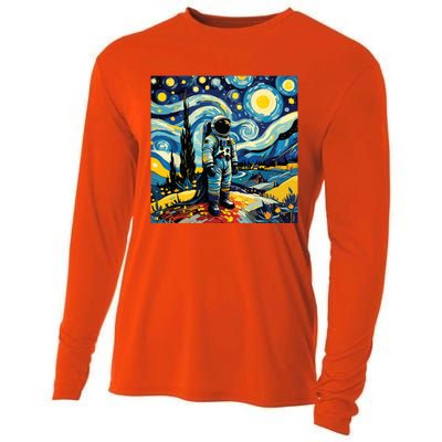 Van Gogh Starry Night Astronaut Space Lovers Cooling Performance Long Sleeve Crew