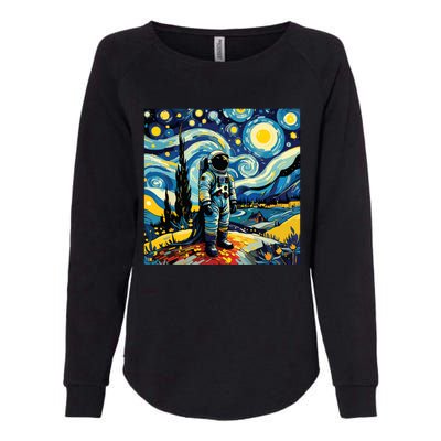 Van Gogh Starry Night Astronaut Space Lovers Womens California Wash Sweatshirt