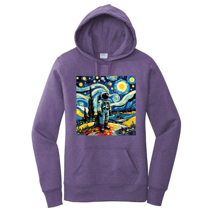 Van Gogh Starry Night Astronaut Space Lovers Women's Pullover Hoodie