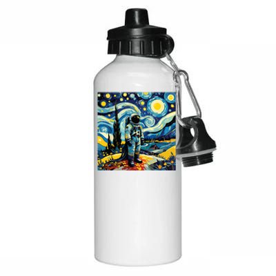 Van Gogh Starry Night Astronaut Space Lovers Aluminum Water Bottle 