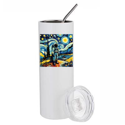 Van Gogh Starry Night Astronaut Space Lovers Stainless Steel Tumbler