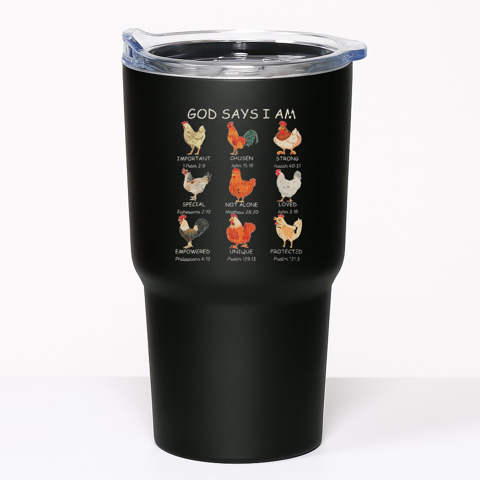 Vintage God Says I Am Bible Verse Christian Farm Chickens Re Tumbler