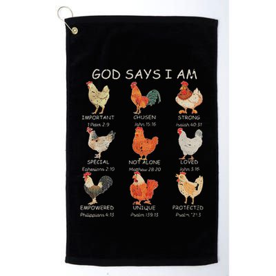Vintage God Says I Am Bible Verse Christian Farm Chickens Re Golf Towel