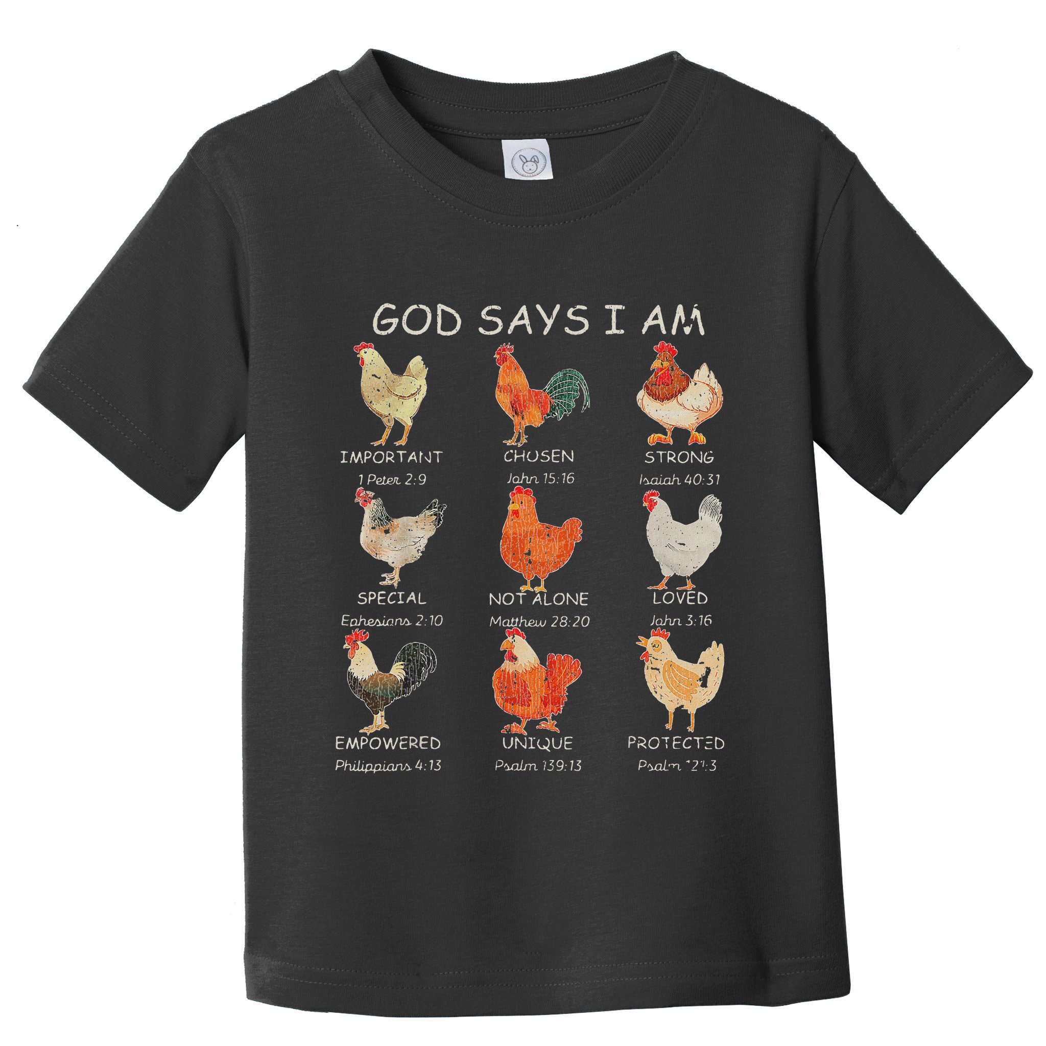 Vintage God Says I Am Bible Verse Christian Farm Chickens Re Toddler T-Shirt