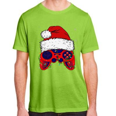 Video Game Santa Hat Funny Christmas Pjs Lights Adult ChromaSoft Performance T-Shirt