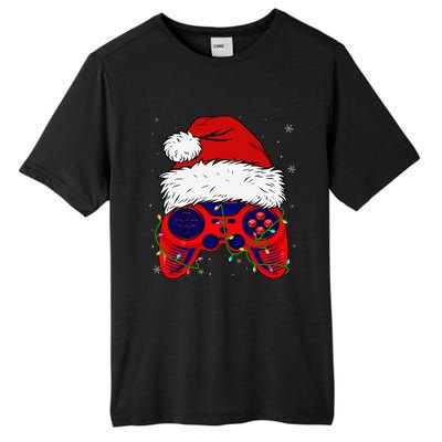 Video Game Santa Hat Funny Christmas Pjs Lights Tall Fusion ChromaSoft Performance T-Shirt