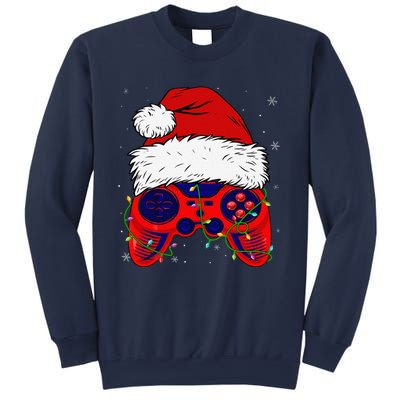 Video Game Santa Hat Funny Christmas Pjs Lights Sweatshirt