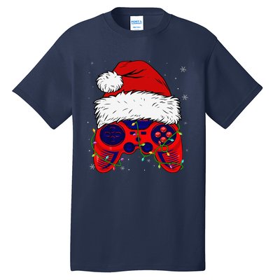 Video Game Santa Hat Funny Christmas Pjs Lights Tall T-Shirt