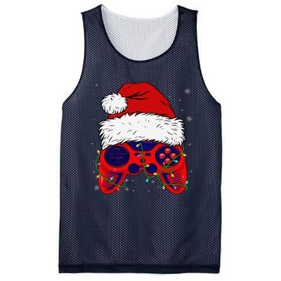 Video Game Santa Hat Funny Christmas Pjs Lights Mesh Reversible Basketball Jersey Tank