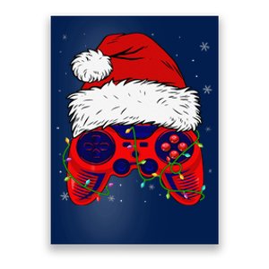 Video Game Santa Hat Funny Christmas Pjs Lights Poster