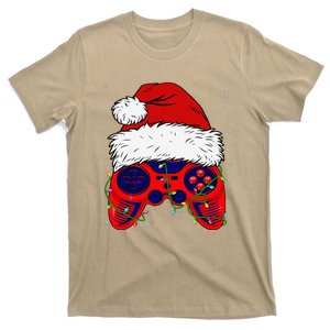 Video Game Santa Hat Funny Christmas Pjs Lights T-Shirt