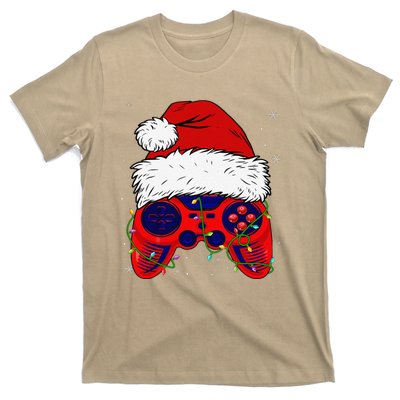 Video Game Santa Hat Funny Christmas Pjs Lights T-Shirt