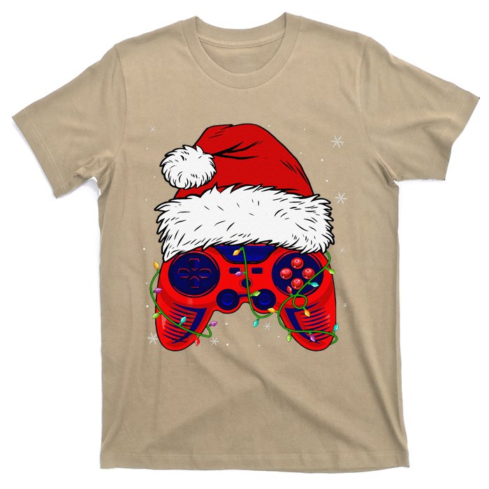 Video Game Santa Hat Funny Christmas Pjs Lights T-Shirt