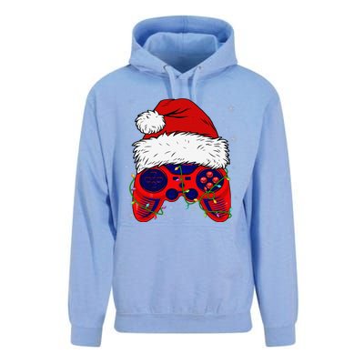 Video Game Santa Hat Funny Christmas Pjs Lights Unisex Surf Hoodie