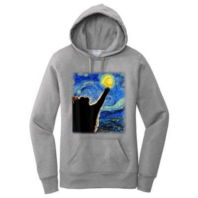 Van Gogh Starry Night Cat Women's Pullover Hoodie