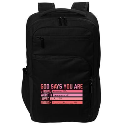 Vintage God Says You Are Strong Worthy Loved Enough Gift Impact Tech Backpack