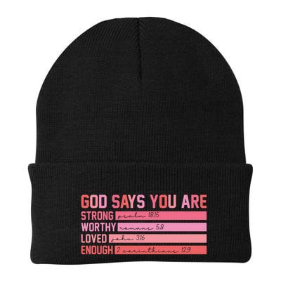 Vintage God Says You Are Strong Worthy Loved Enough Gift Beanie