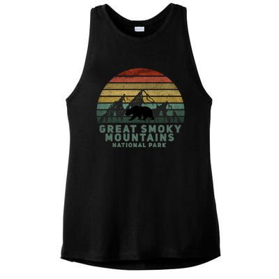 Vintage Great Smoky Mountains National Park Bear Meaningful Gift Ladies PosiCharge Tri-Blend Wicking Tank