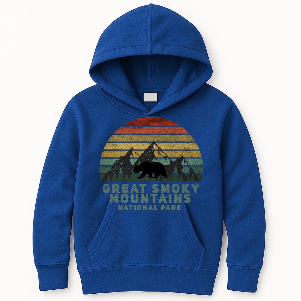 Vintage Great Smoky Mountains National Park Bear Meaningful Gift Kids Hoodie