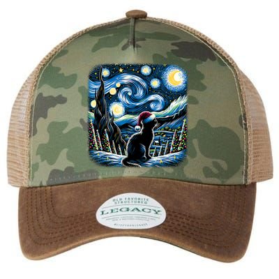 Van Gogh Starry Night Festive Christmas Black Cat Santa Hat Legacy Tie Dye Trucker Hat