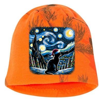 Van Gogh Starry Night Festive Christmas Black Cat Santa Hat Kati - Camo Knit Beanie