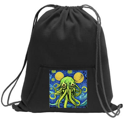 Van Gogh Style Cthulhu Lovecraft Starry Night Sweatshirt Cinch Pack Bag