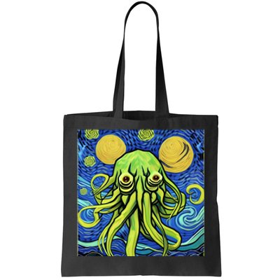 Van Gogh Style Cthulhu Lovecraft Starry Night Tote Bag