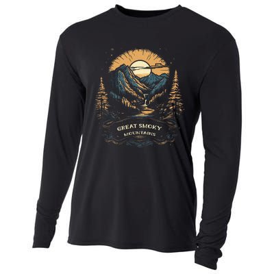 Vintage Great Smoky Mountains Retro Usa National Park Cooling Performance Long Sleeve Crew