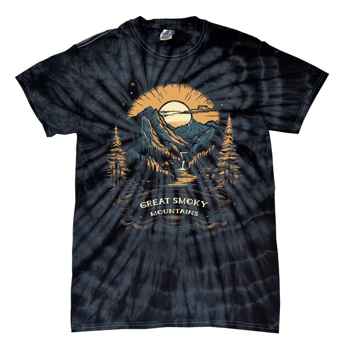 Vintage Great Smoky Mountains Retro Usa National Park Tie-Dye T-Shirt