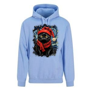 Van Gogh Starry Night Cat Funny Black Cat Christmas Unisex Surf Hoodie