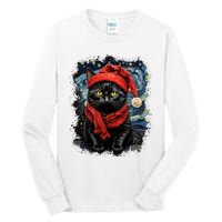 Van Gogh Starry Night Cat Funny Black Cat Christmas Tall Long Sleeve T-Shirt