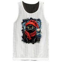 Van Gogh Starry Night Cat Funny Black Cat Christmas Mesh Reversible Basketball Jersey Tank