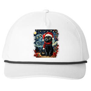 Van Gogh Starry Night Cat Funny Cat Christmas Snapback Five-Panel Rope Hat