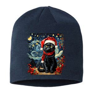 Van Gogh Starry Night Cat Funny Cat Christmas Sustainable Beanie