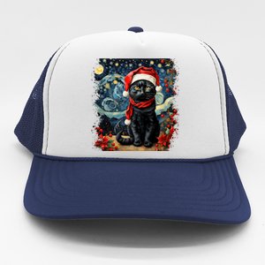 Van Gogh Starry Night Cat Funny Cat Christmas Trucker Hat