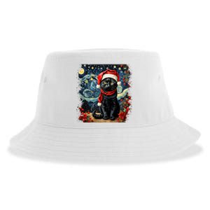 Van Gogh Starry Night Cat Funny Cat Christmas Sustainable Bucket Hat