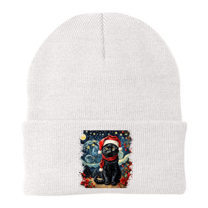 Van Gogh Starry Night Cat Funny Cat Christmas Knit Cap Winter Beanie