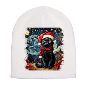 Van Gogh Starry Night Cat Funny Cat Christmas Short Acrylic Beanie