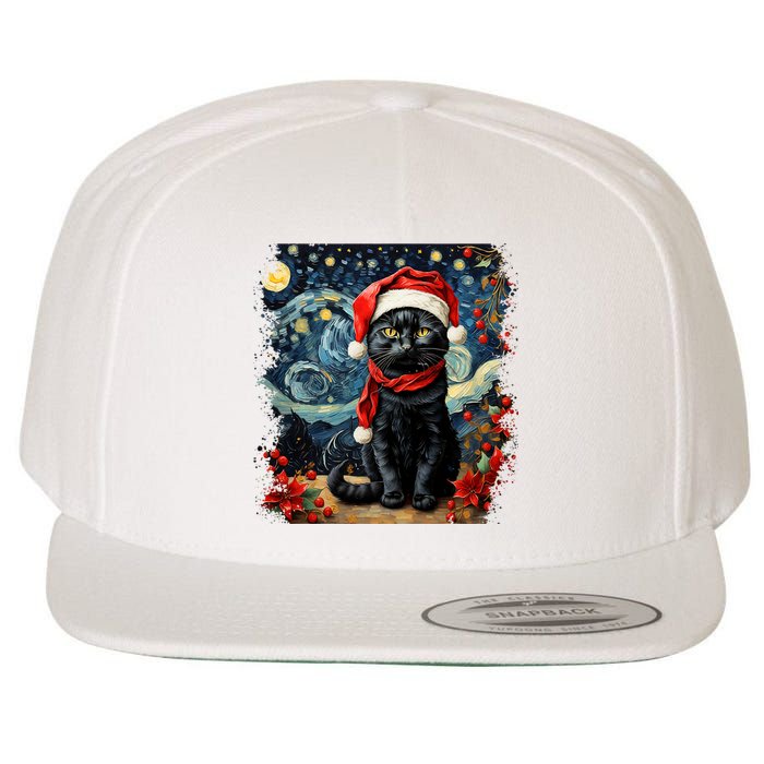 Van Gogh Starry Night Cat Funny Cat Christmas Wool Snapback Cap