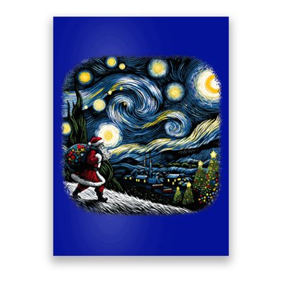 Van Gogh Starry Night Santa Christmas Winter Snowy Night Poster